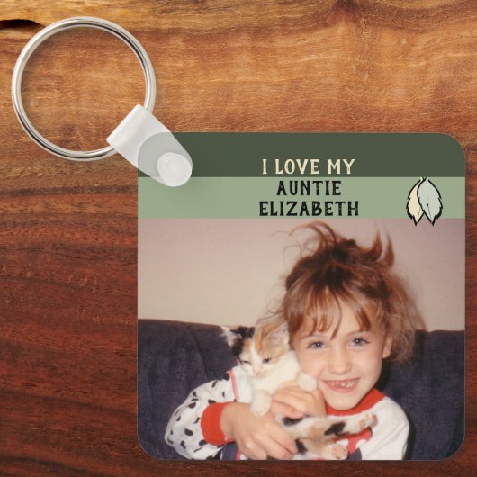 Voeg naamloze dubbelzijdige bladeren groen toe sleutelhanger (Voorkant)