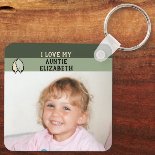 Voeg naamloze dubbelzijdige bladeren groen toe sleutelhanger (Achterkant)