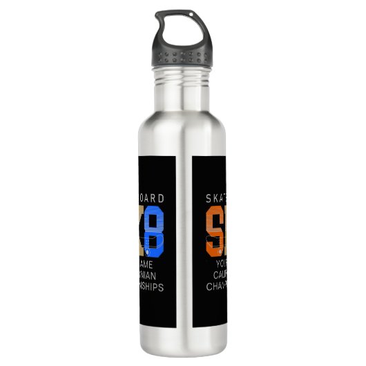 Voeg naamsverandering Text SK8 Skateboard kampioen Waterfles (Achterkant)