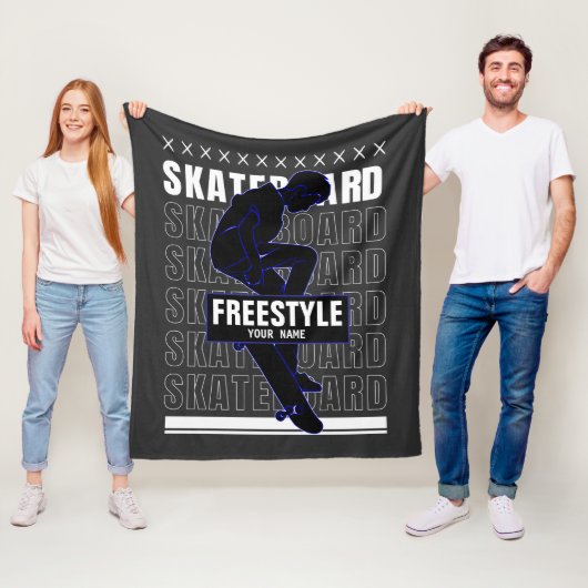 Voeg naamswijziging Freestyle Skateboard Rider toe Fleece Deken (In situ)
