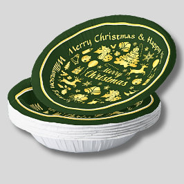 Voeg naamswijziging Gold Green Kerstmis 20xx toe Papieren Kommen