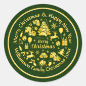 Voeg naamswijziging Gold Green Kerstmis 20xx toe Ronde Sticker (Voorkant)