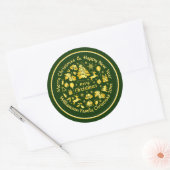 Voeg naamswijziging Gold Green Kerstmis 20xx toe Ronde Sticker (Envelop)