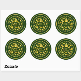 Voeg naamswijziging Gold Green Kerstmis 20xx toe Ronde Sticker