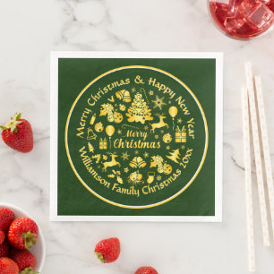 Voeg naamswijziging Gold Green Kerstmis 20xx toe Servet