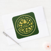 Voeg naamswijziging Gold Green Kerstmis 20xx toe Vierkante Sticker (Envelop)