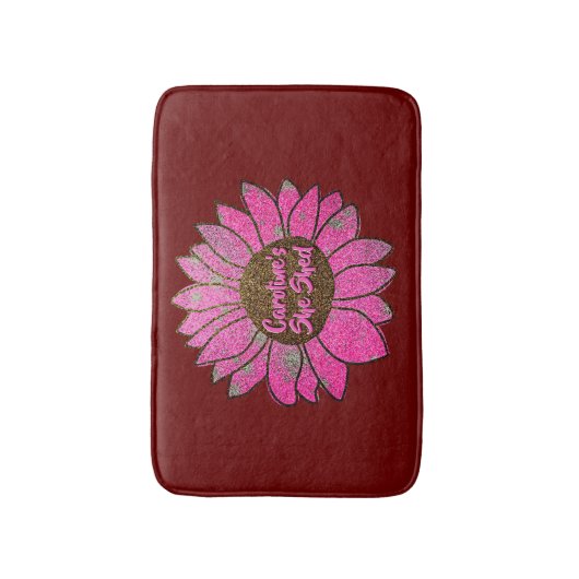 Voeg naamswijziging toe Ze heeft roze zonnebloem g Badmat (Voorkant Verticaal)
