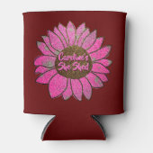 Voeg naamswijziging toe Ze heeft roze zonnebloem g Blikjeskoeler (Voorkant)