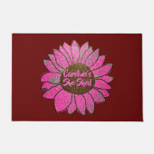 Voeg naamswijziging toe Ze heeft roze zonnebloem g Deurmat (Voorkant)