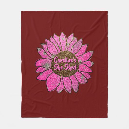 Voeg naamswijziging toe Ze heeft roze zonnebloem g Fleece Deken (Voorkant)