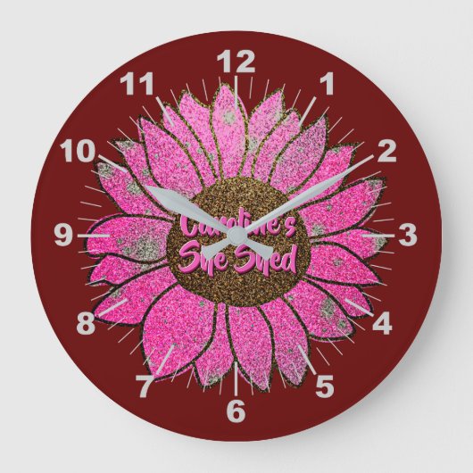 Voeg naamswijziging toe Ze heeft roze zonnebloem g Grote Klok (Voorkant)