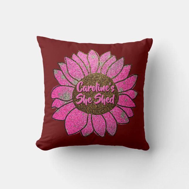Voeg naamswijziging toe Ze heeft roze zonnebloem g Kussen (Voorkant)