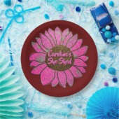 Voeg naamswijziging toe Ze heeft roze zonnebloem g Papieren Bordje (Feest)