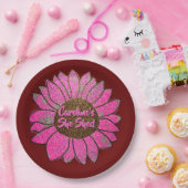 Voeg naamswijziging toe Ze heeft roze zonnebloem g Papieren Bordje (Feest)