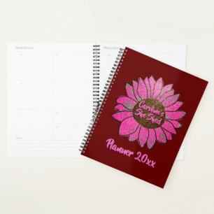 Voeg naamswijziging toe Ze heeft roze zonnebloem g Planner