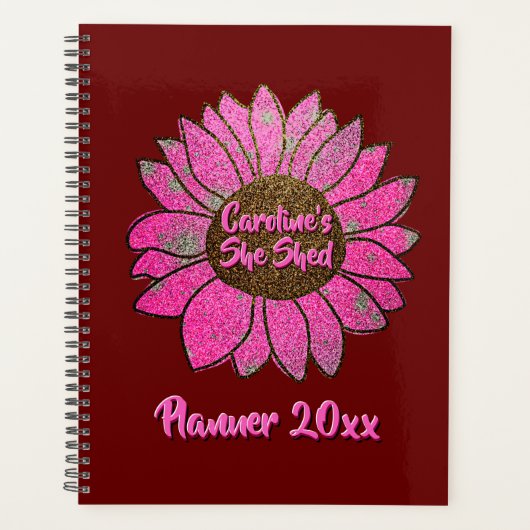 Voeg naamswijziging toe Ze heeft roze zonnebloem g Planner (Voorkant)