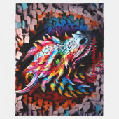 Voeg naamtekst, 3D Rainbow Dragon gebarsten muur t Fleece Deken (Voorkant)