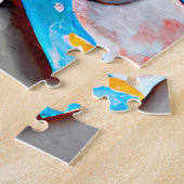 Voeg naamtekst, grappige kat Big Eyes en Pizza toe Legpuzzel (Zijkant)