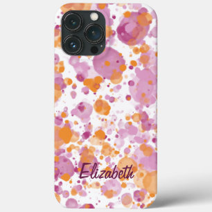Voeg Naamtekst toe aan Oranje Paarse Abstracte Spa Case-Mate iPhone Case