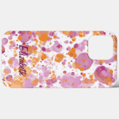 Voeg Naamtekst toe aan Oranje Paarse Abstracte Spa Case-Mate iPhone Case (Achterkant (horizontaal))