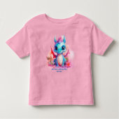 Voeg naamtekst toe, blauw roze Baby Dragon Kinder Shirts (Voorkant)