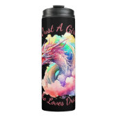 Voeg naamtekst toe, gewoon een meisje dat van drak thermosbeker (Voorkant)