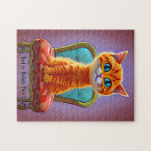 Voeg naamtekst toe, Ginger Cat Kitten Sitting op d Legpuzzel (Horizontaal)