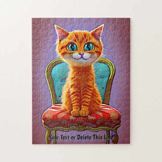 Voeg naamtekst toe, Ginger Cat Kitten Sitting op d Legpuzzel (Verticaal)
