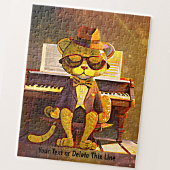Voeg naamtekst toe, Ginger Cool Cat Sunbril & Pian Legpuzzel