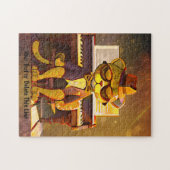 Voeg naamtekst toe, Ginger Cool Cat Sunbril & Pian Legpuzzel (Horizontaal)