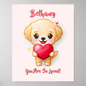 Voeg naamtekst toe Gouden Retriever Puppy Hart Kra Poster (Voorkant)
