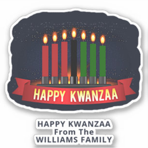 Voeg naamtekst toe, Happy Kwanzaa 7 kaarles Kiss Sticker