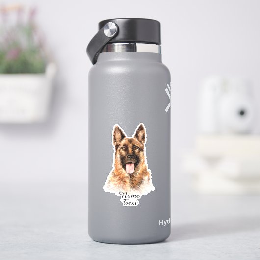 Voeg naamtekst toe, het Duitse Schaapherderschilde Sticker (HydroFlask)