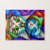 Voeg naamtekst toe, Kittens die Helder Kleurengare Legpuzzel (Horizontaal)