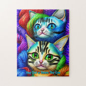 Voeg naamtekst toe, Kittens die Helder Kleurengare Legpuzzel (Verticaal)