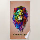 Voeg naamtekst toe, kleurrijke vlek op bruin strandlaken (Voorkant)