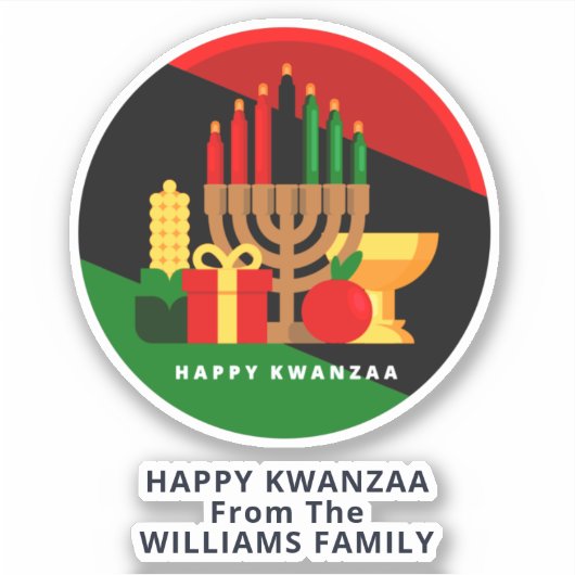 Voeg naamtekst toe, Kwanzaa Candles Gifts Kiss Cut Sticker (Voorkant)