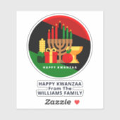 Voeg naamtekst toe, Kwanzaa Candles Gifts Kiss Cut Sticker (Vel)