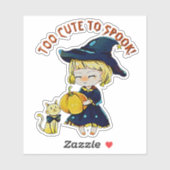 Voeg naamtekst toe, om te kletsen naar Spook, meis Sticker (Vel)