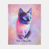 Voeg naamtekst toe, Pastels Painted Siamese Cat Fleece Deken (Voorkant)