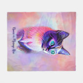 Voeg naamtekst toe, Pastels Painted Siamese Cat Fleece Deken (Voorkant (Horizontaal))
