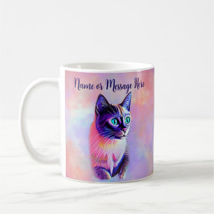 Voeg naamtekst toe, Pastels Painted Siamese Cat Koffiemok