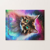 Voeg naamtekst toe, prachtige lange haarkat in de  legpuzzel (Horizontaal)