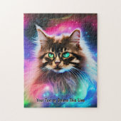 Voeg naamtekst toe, prachtige lange haarkat in de  legpuzzel (Verticaal)