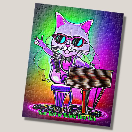 Voeg naamtekst toe, Rock Star Cat Piano Musician S Legpuzzel