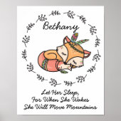 Voeg naamtekst toe, Sleeping Woodland Baby Fox Nur Poster (Voorkant)