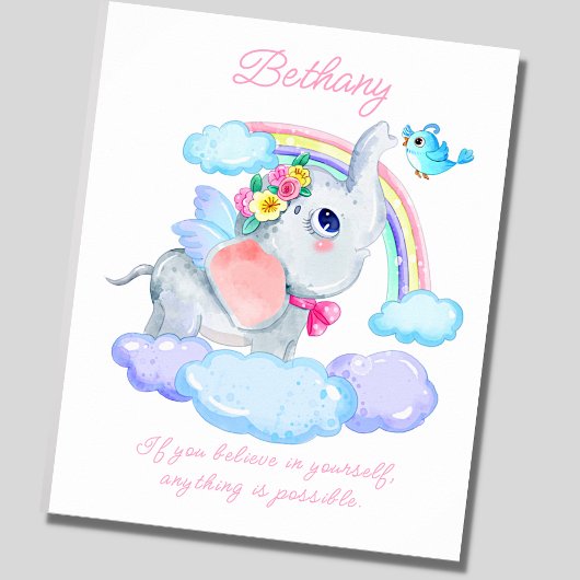 Voeg naamtekst toe, Vliegende olifant en Bluebird  Poster