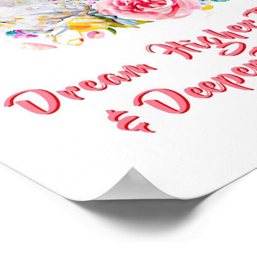 Voeg Naamtekst toe, Zachte Zwaan met Roze Rozen Bl Poster (Hoek)