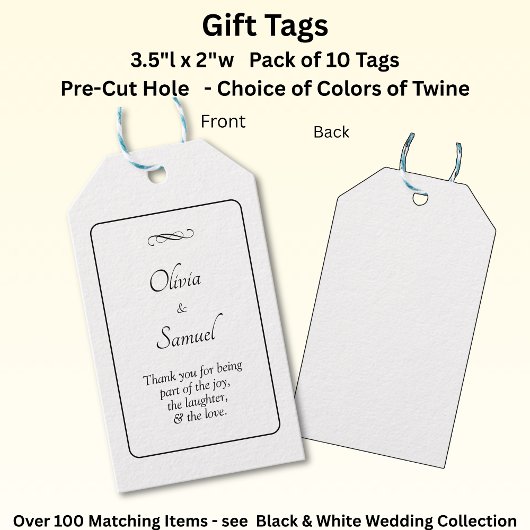 Voeg Namen, & Bericht toe, Zwart Wit, Cadeaulabel