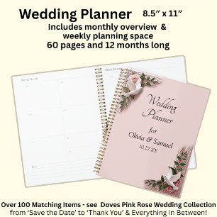Voeg Namen & Datum Roze Rozen & Duiven Bruiloft to Planner
